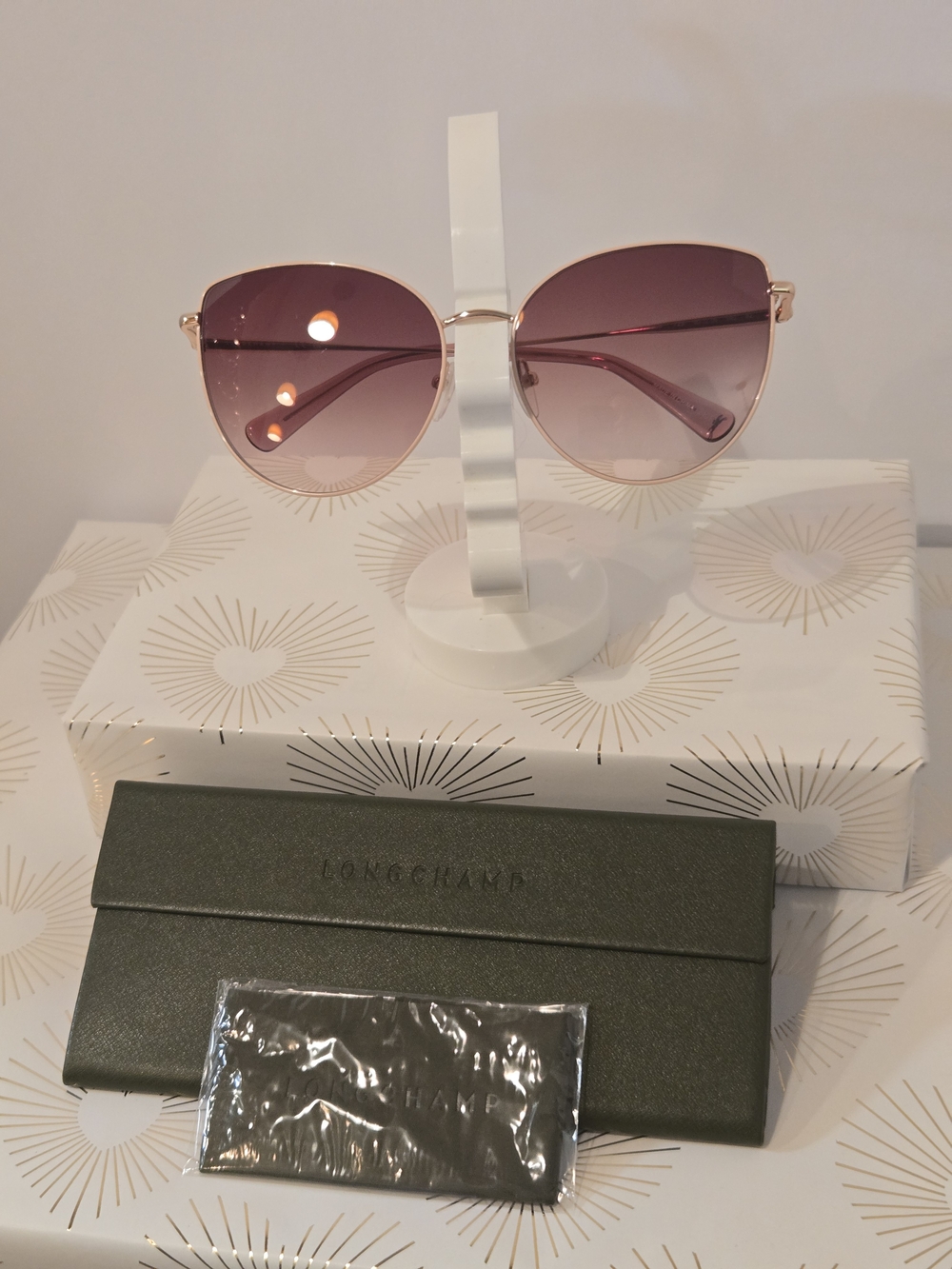 Longchamp Pink Gradient Women's Sunglasses - Designer Fashion